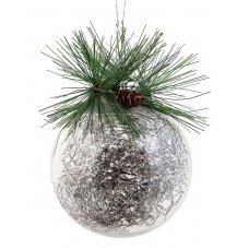 Χριστουγεννιάτικη Μπάλα Διάφανη με Πευκοβελόνες και Κλαδάκια (10cm)